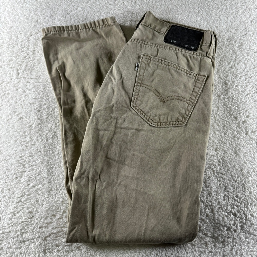 Levi's 514 Straight Fit Jeans W29 L30 Mens Tan Brown Casual Denim Pants Khakis